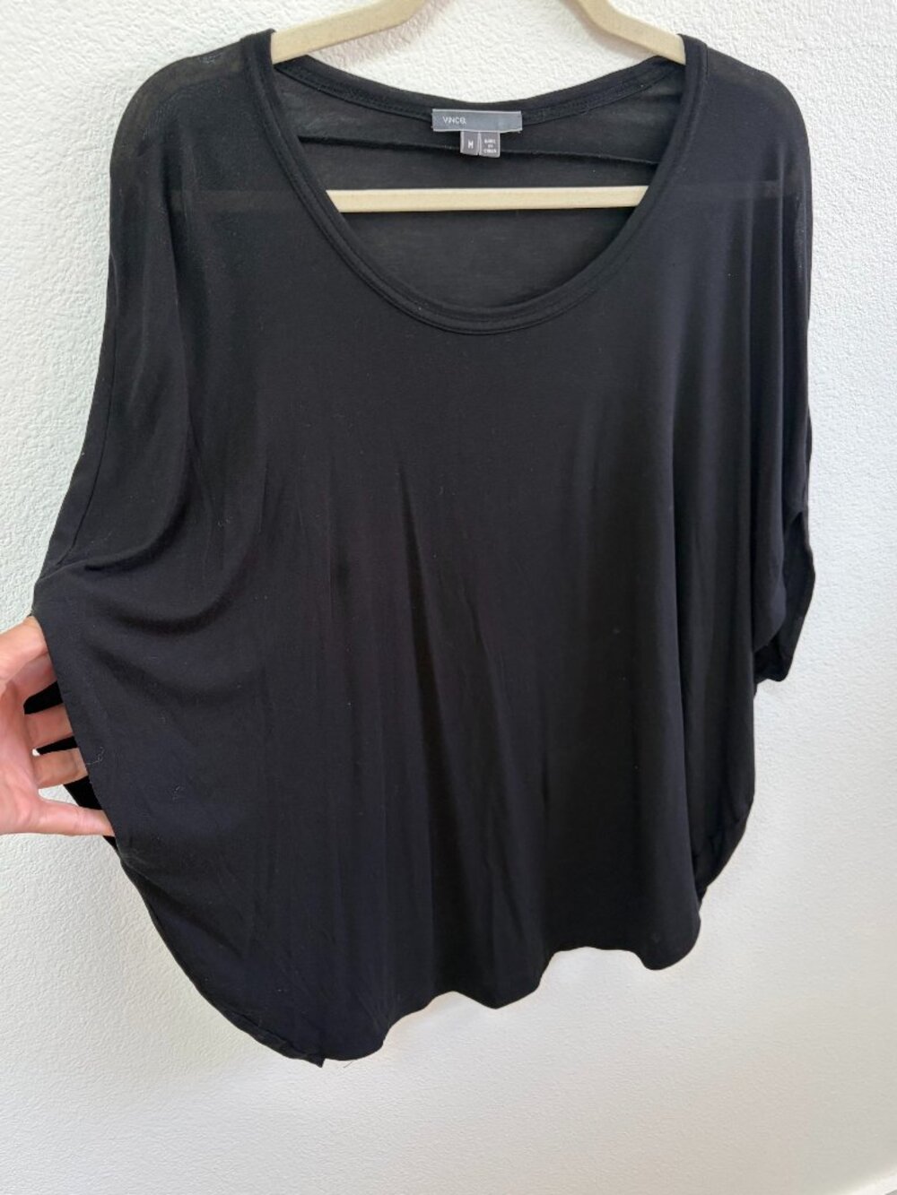Vince Black Batwing Dolman Short Sleeve Top Size M